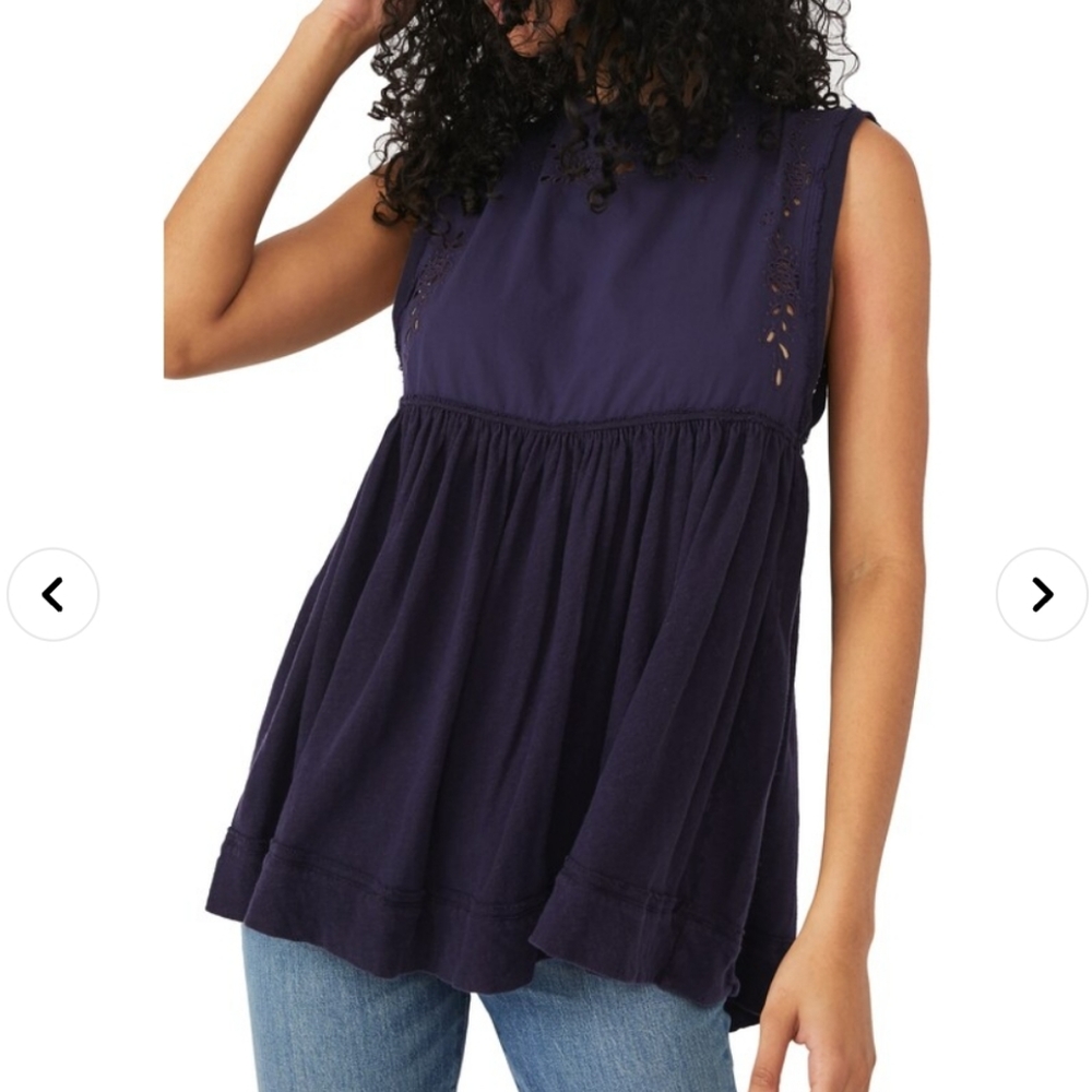 COPY - NWT Free People Bella Babydoll Blue Top Size L